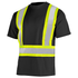 Hi vis safety shirt with reflective stripes and chest pocket for workers