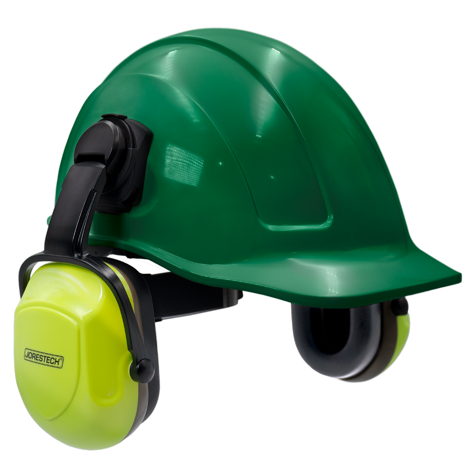 Cap-Style Green Hard Hat Kit with Mountable Earmuffs