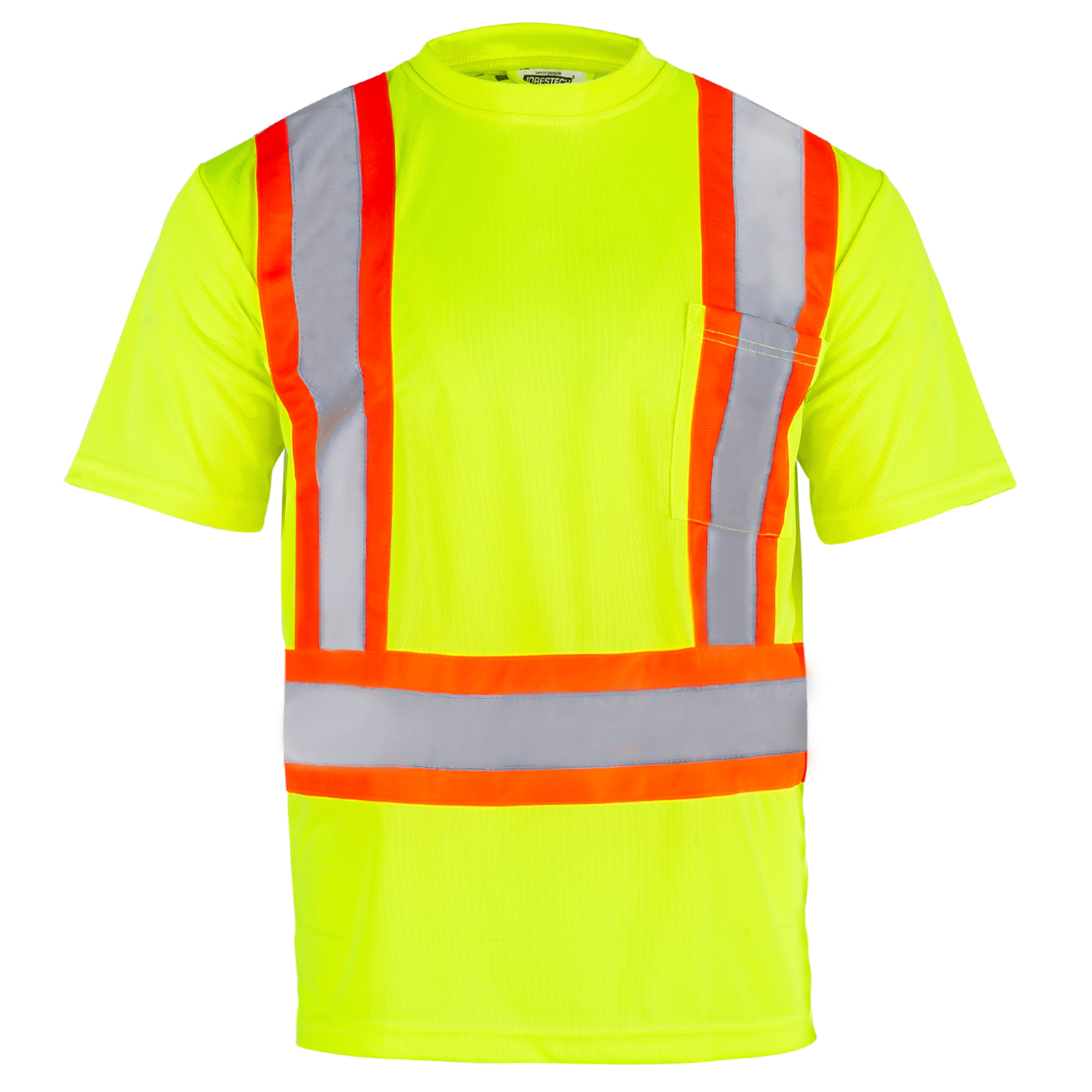 High visibility reflective lime safety pocket shirt