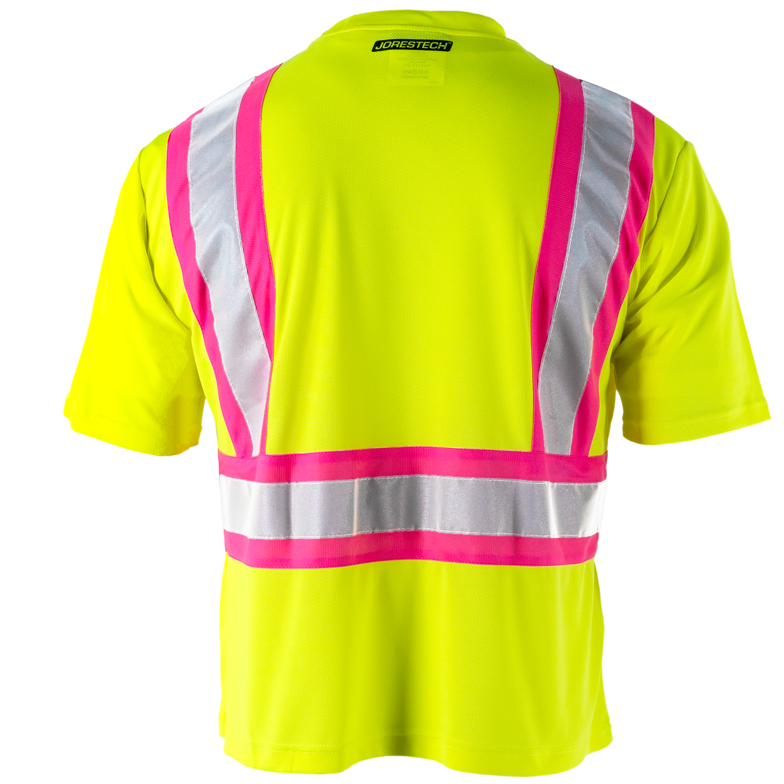 Hi-Vis Reflective Two Tone Safety Shirt with Pink Background