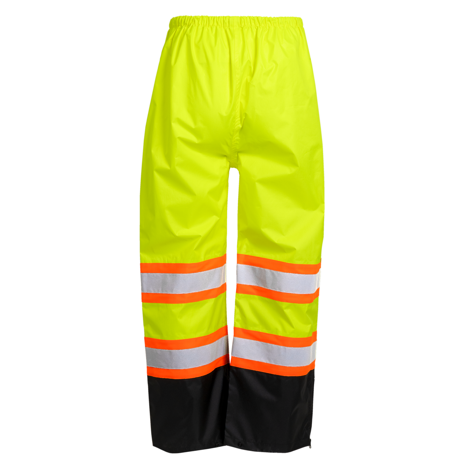 Yellow safety rain pants with reflective stripes ANSI Class E