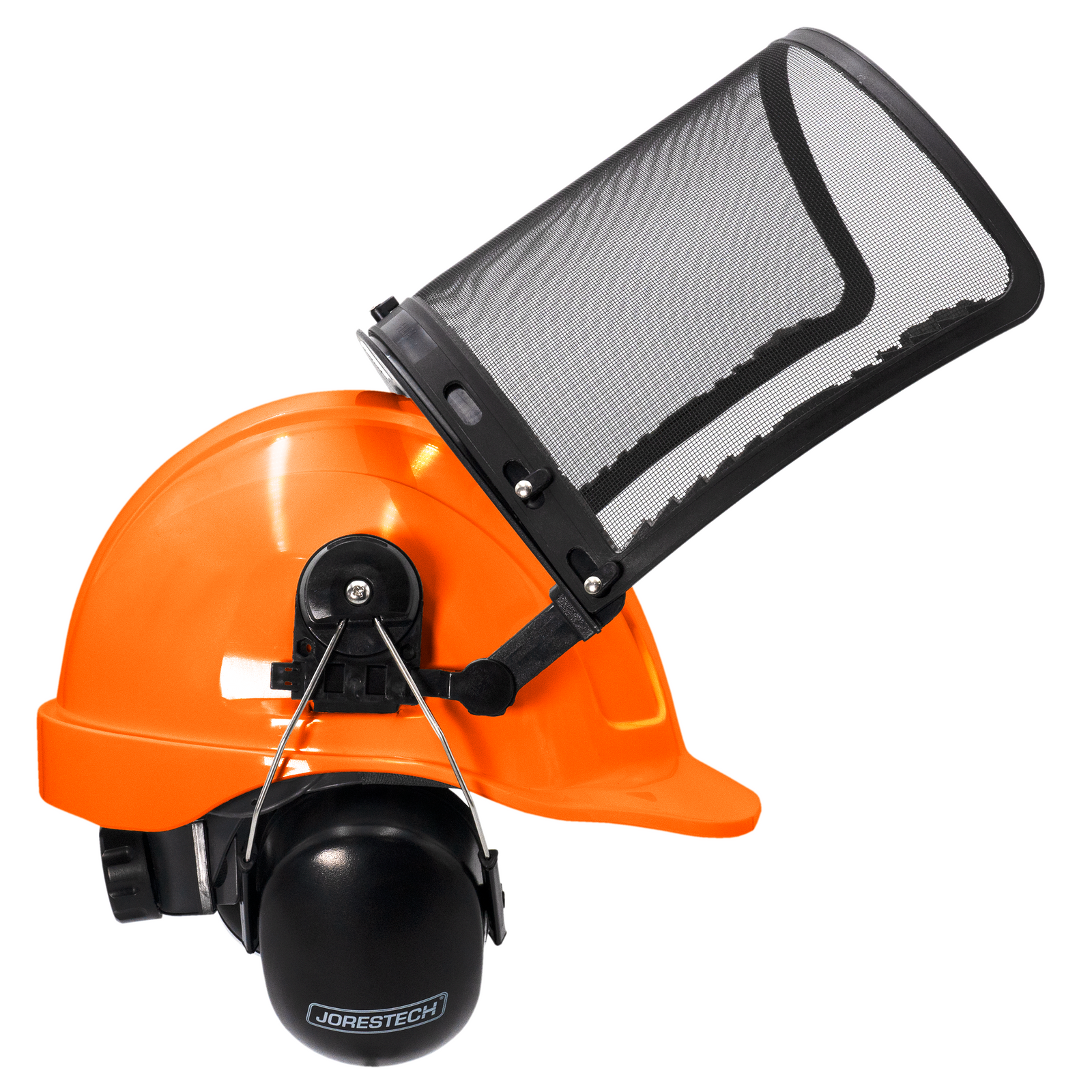 safety cap style hard hat kit with iron mesh face shield and earmuffs for hearing and head protection