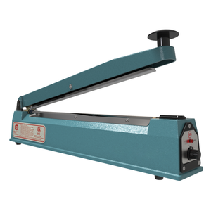 16 inch manual impulse sealer machine. Bag sealing machine is shown with open jaw