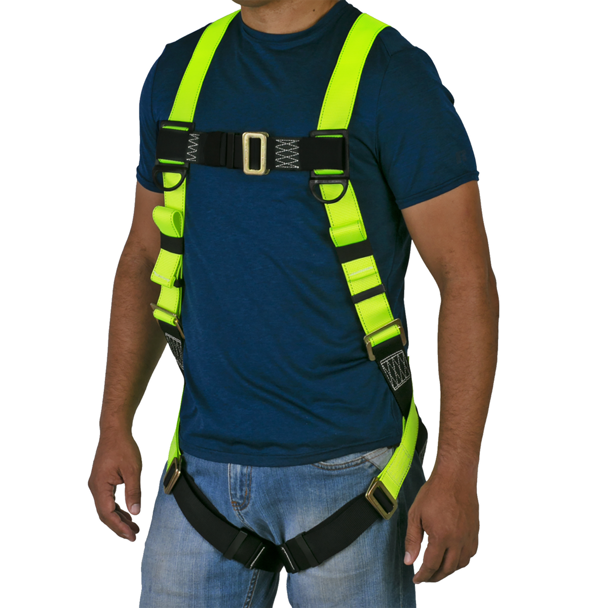 ANSI HiVis Body Harness with DRing & Lanyard Keepers Fall