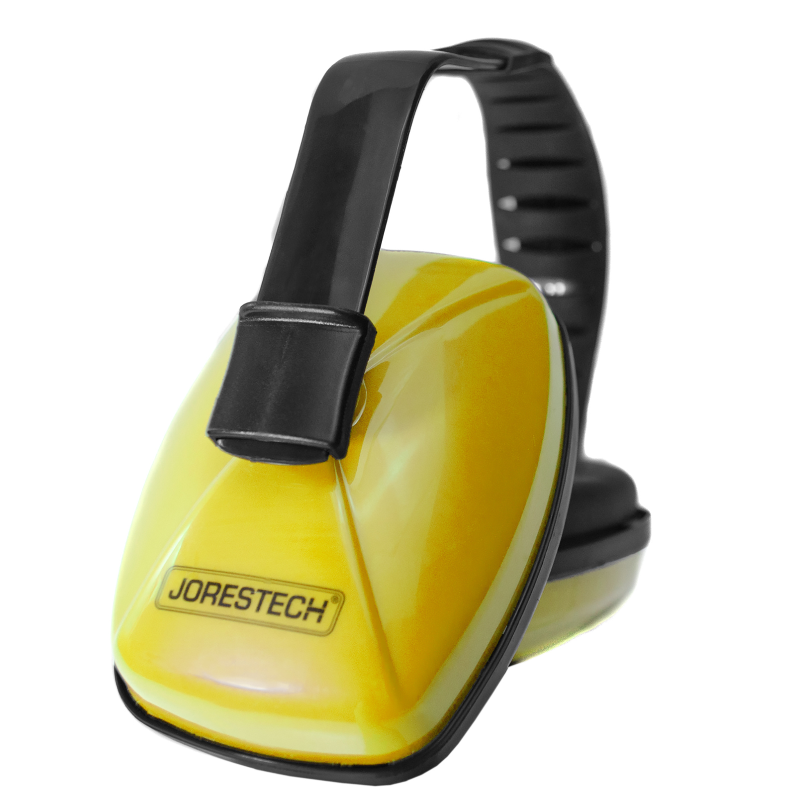 side view of the red and black 23 NRR noise reduction JORESTECH ear muff for hearing protection