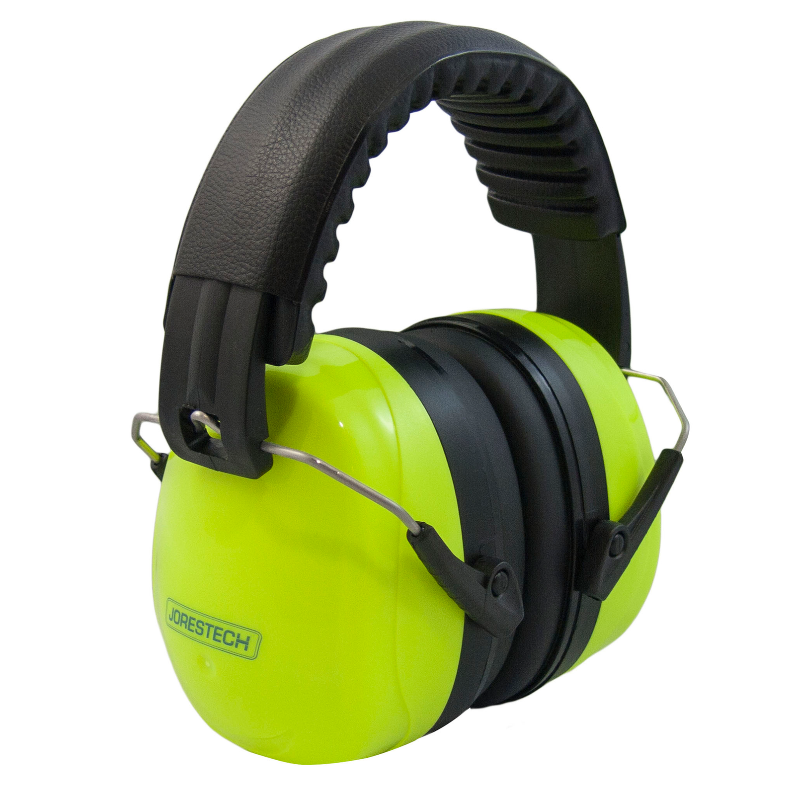 Diagonal view of the Lime ear muffs over white background