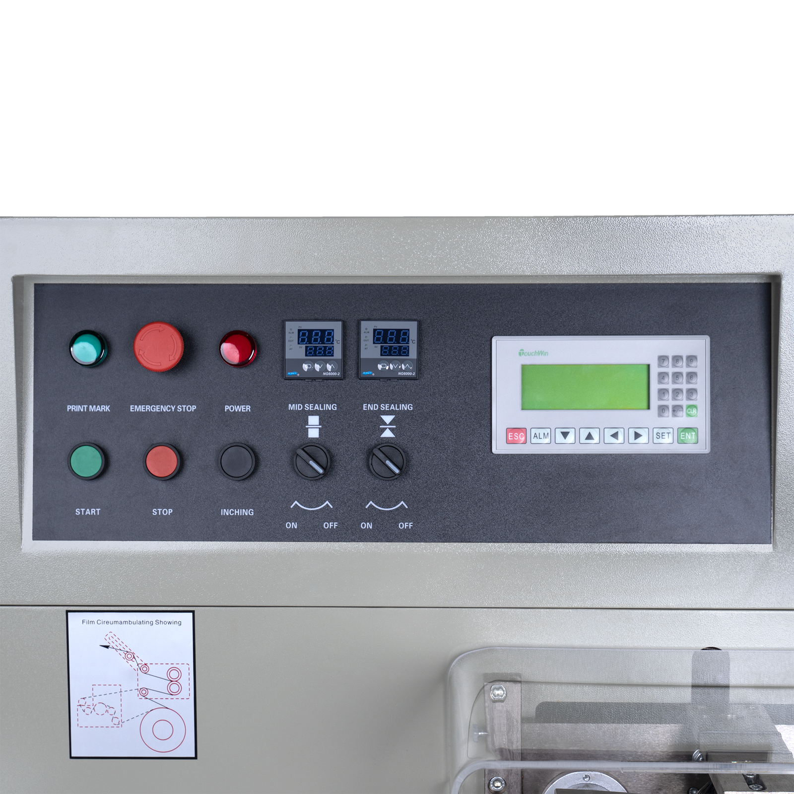 Control panel on the automatic horizontal flow wrapping machine