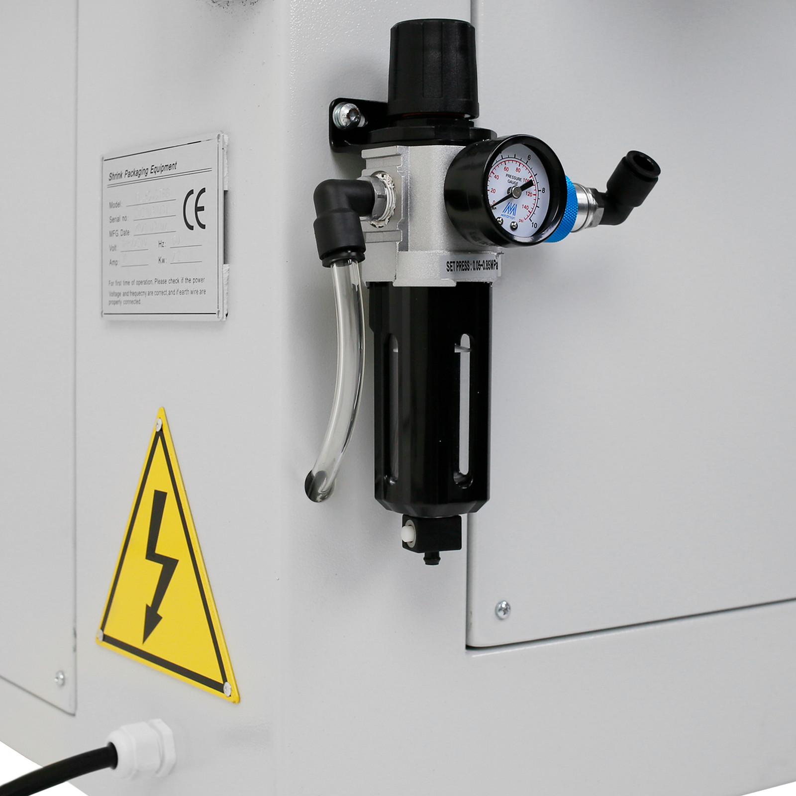 The compresses air regulator of the JORES TECHNOLOGIES® Automatic L Bar Film Sealer
