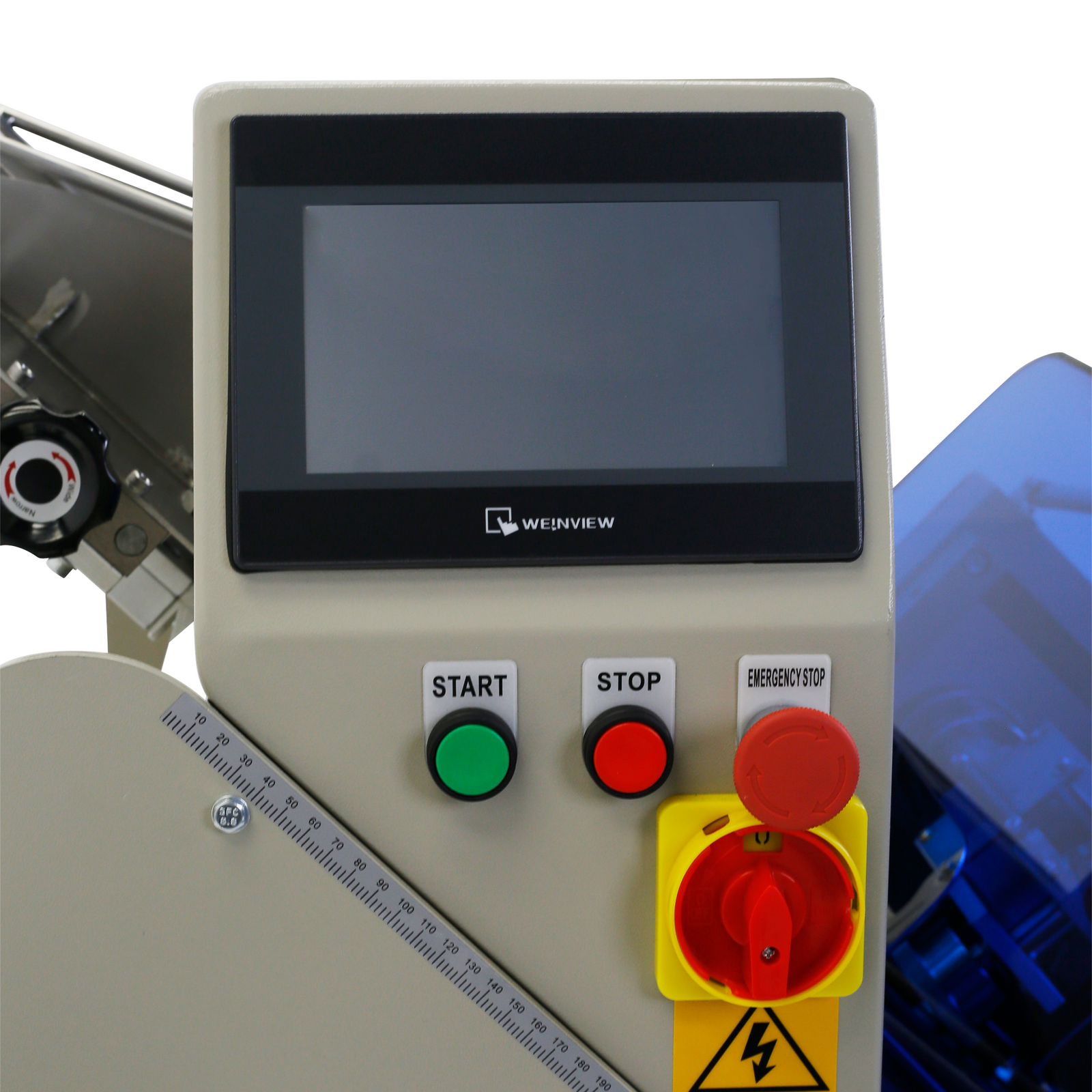 Close up of the digital control panel of the Automatic inclined flow wrapper by JORES TECHNOLOGIES®