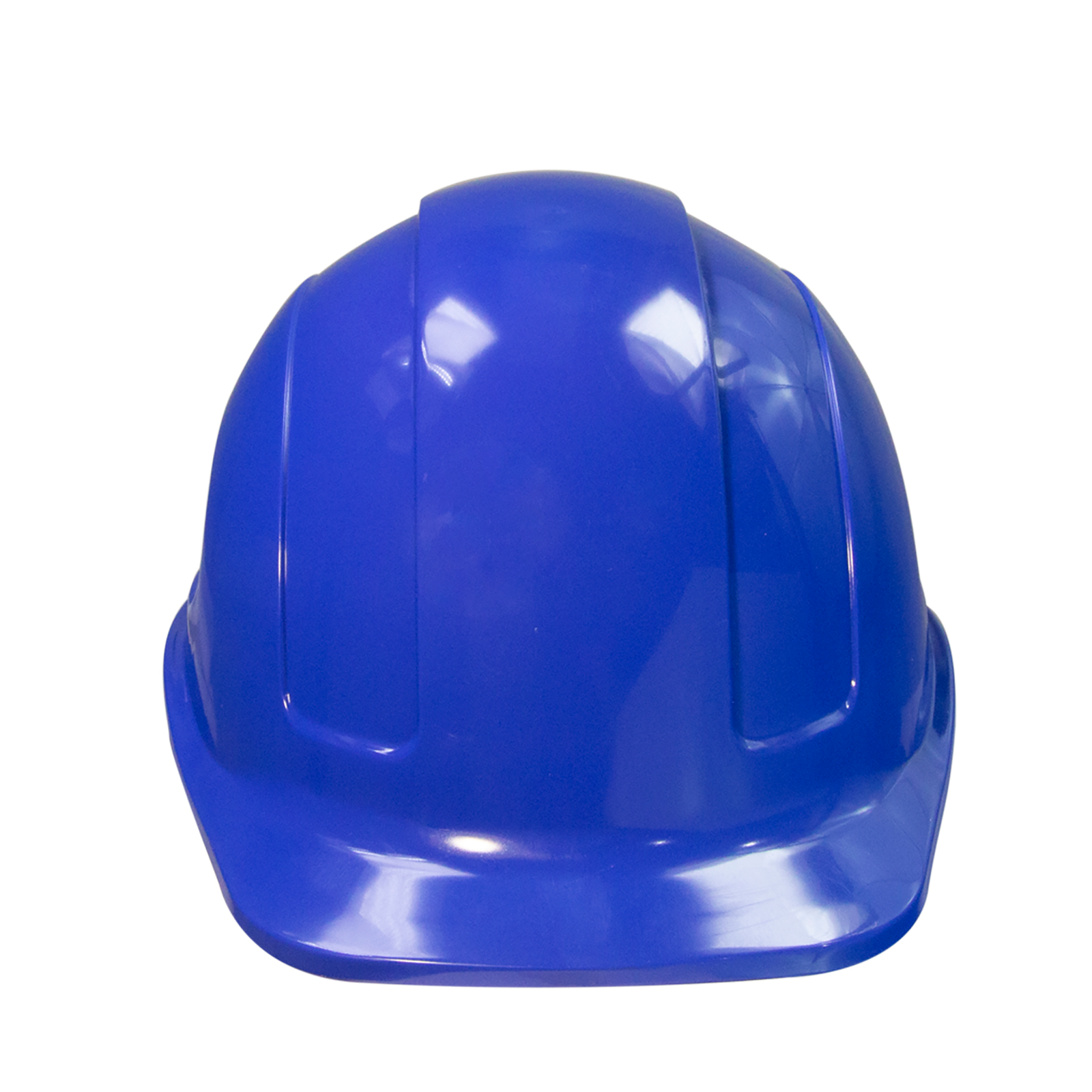 Front view of a blue cap stile safety hard hat with 4 point suspension 