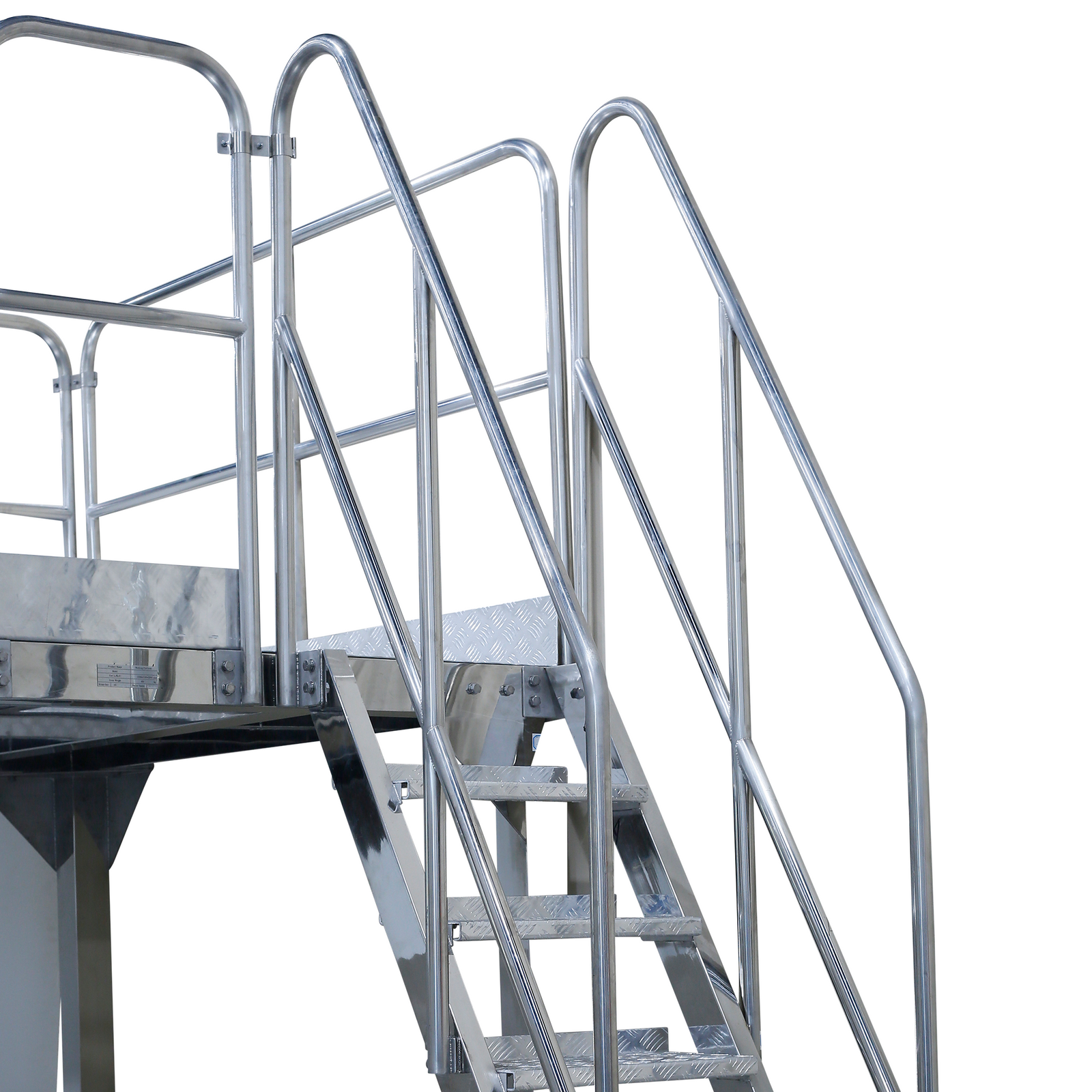 closeup of the ladder of the JORES TECHNOLOGIES® stainless steel combination weigher platform