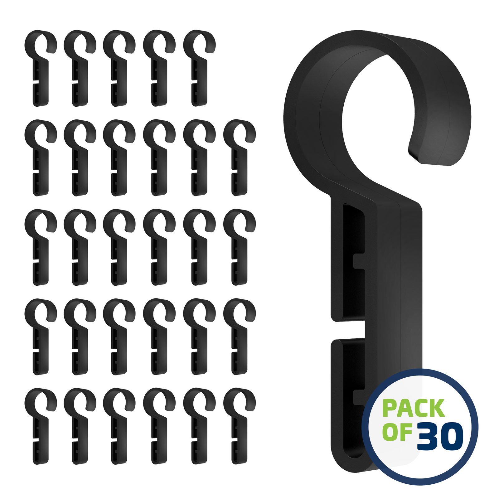 bundle of 30 hard hat headlamp clips in black