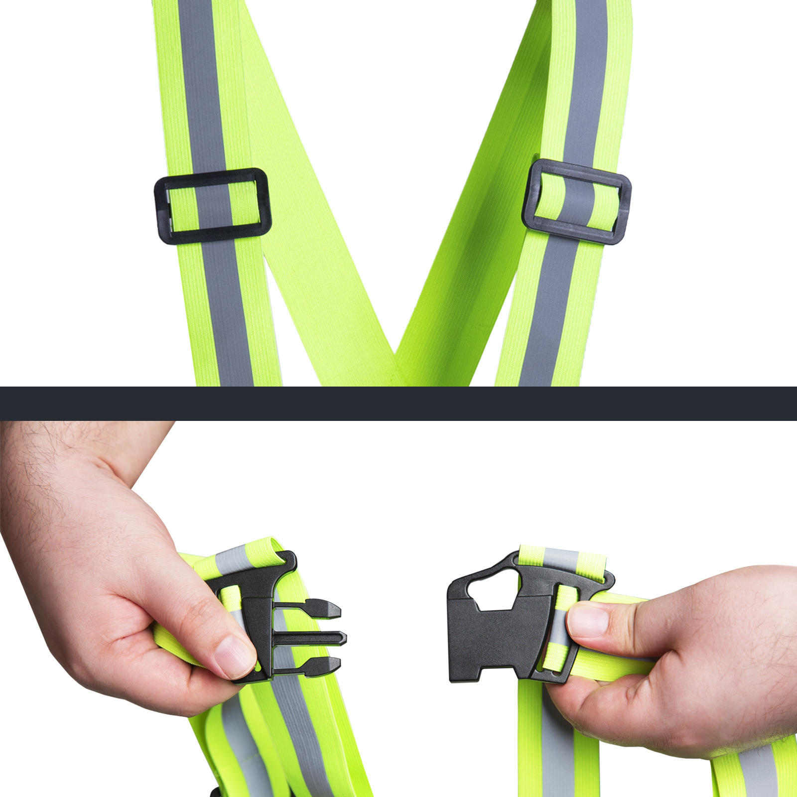 Features the adjustable straps and the closing system that the lime JORESTECH safety suspenders has