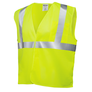Lime/Yellow hi visibility safety vest with 2 inches reflective strip