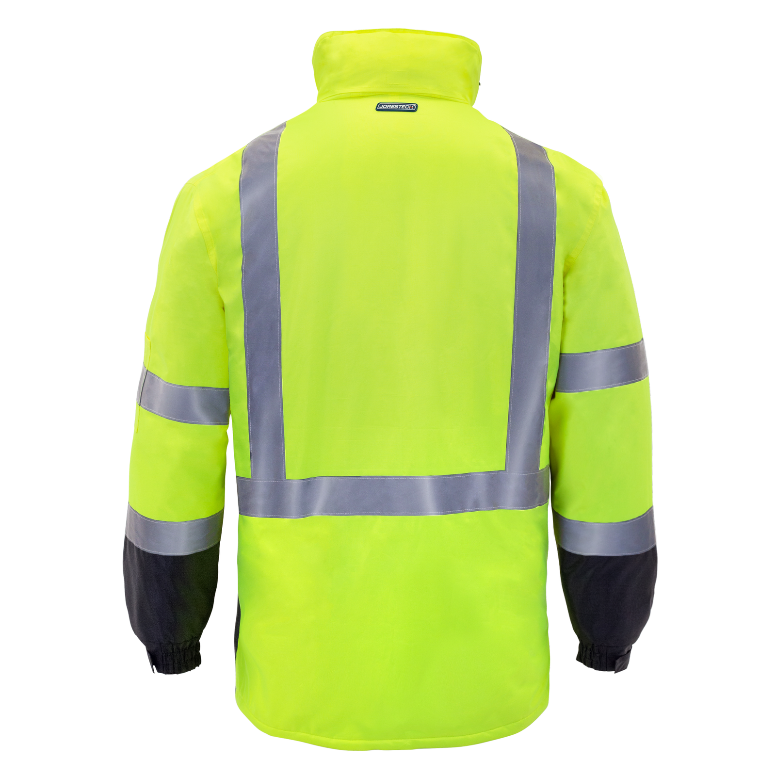 ANSI compliant high visibility yellow JORESTECH parka safety jacket with reflective stripes for winter