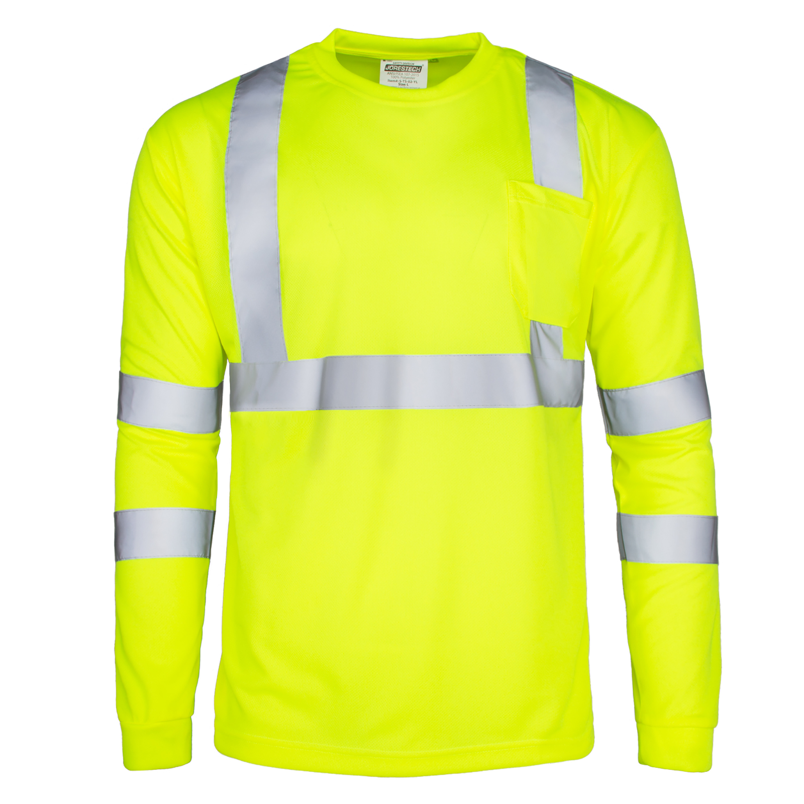 yellow hi-vis safety shirt with 2 inch reflective strips