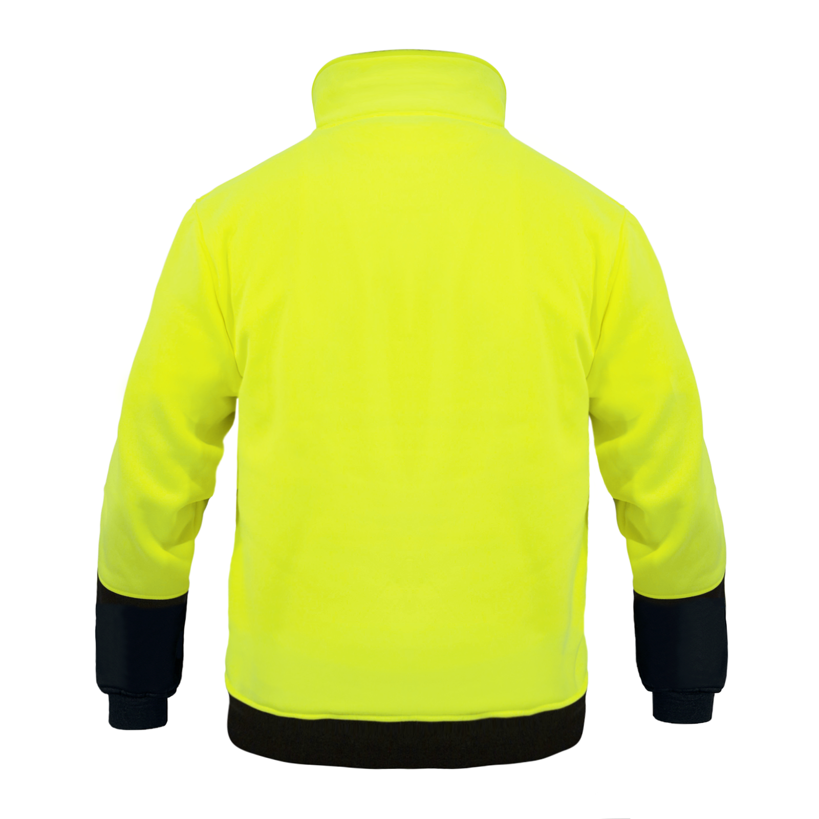 Back of the hi-vis lime JORESTECH sweatshirt and stand up collar