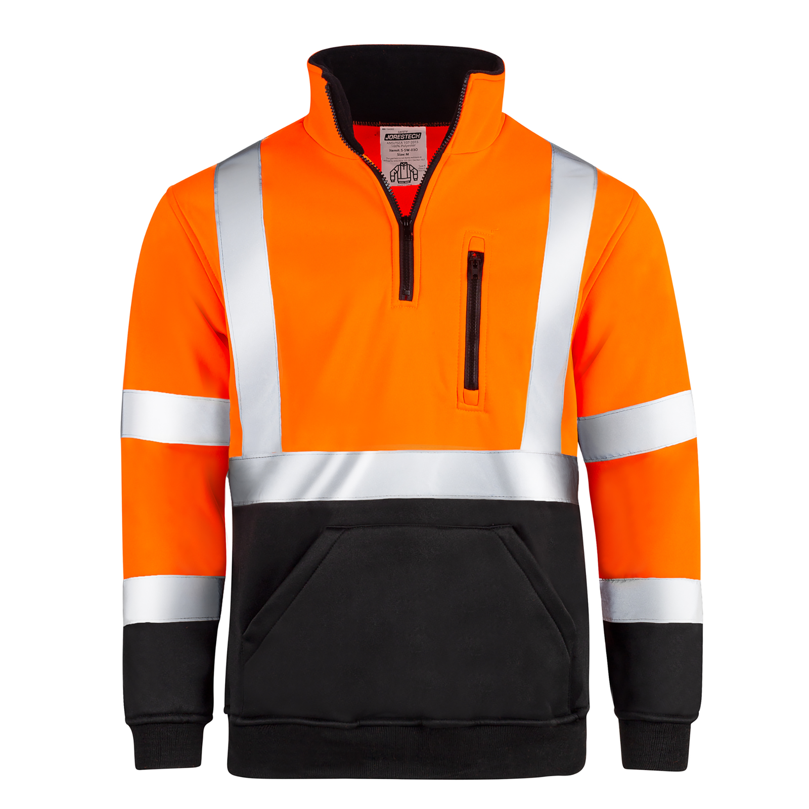 Orange high visibility safety sweater with 2