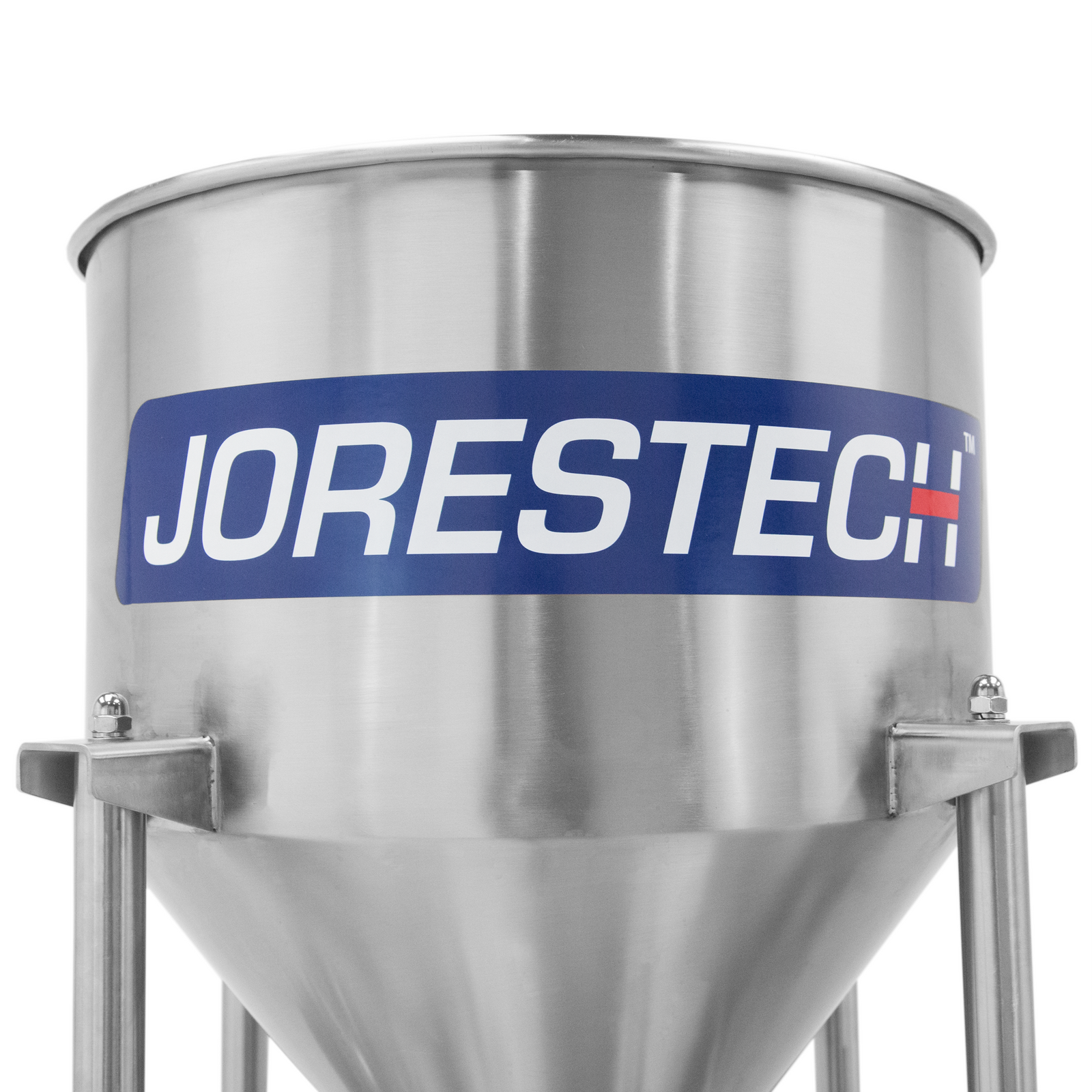 Closeup of the hopper of the JORES TECHNOLOGIES® stainless steel high viscosity piston filler