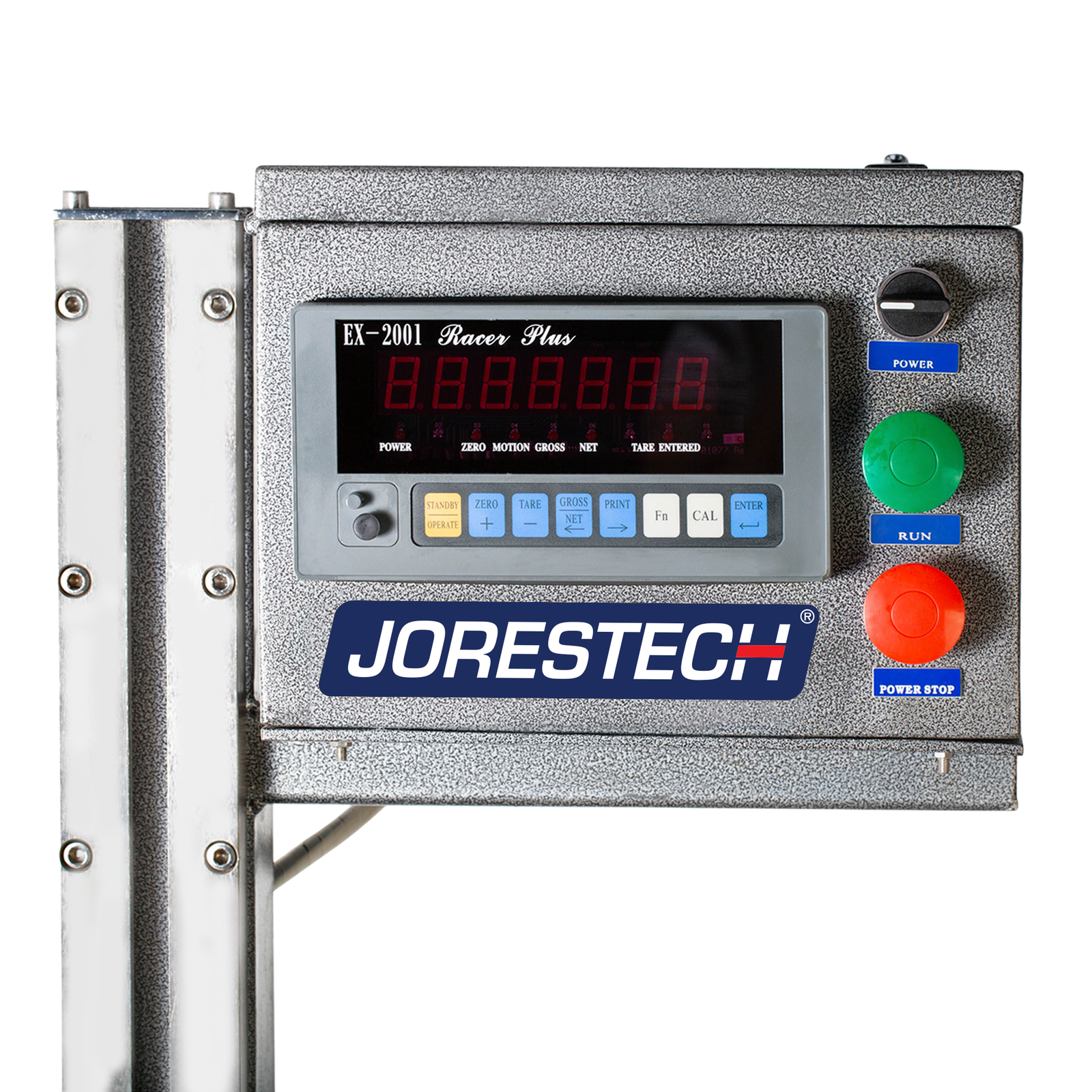 Closeup of the digital control panel of the JORES TECHNOLOGIES® liquid net weight filler