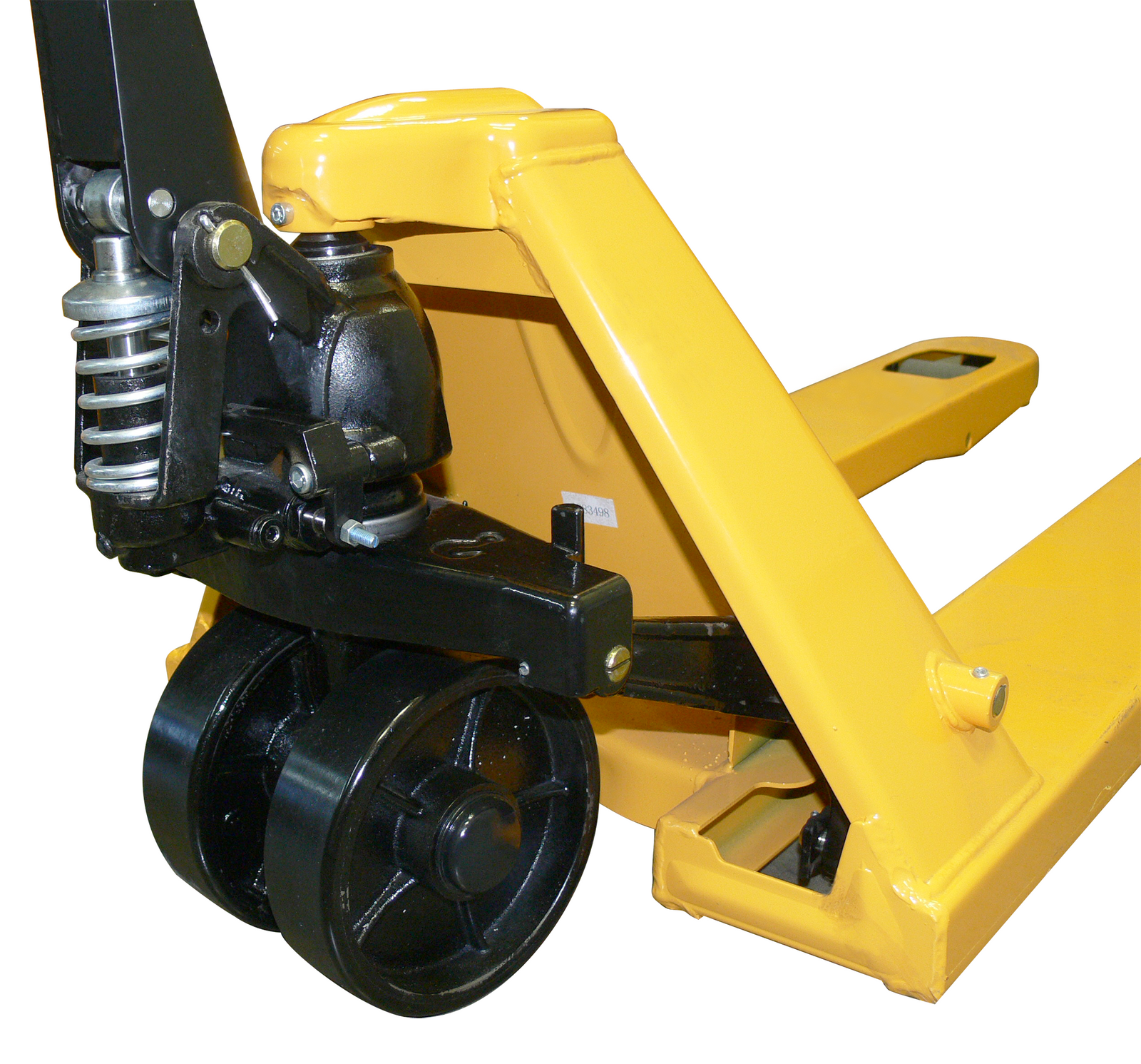 Close up of the JORES TECHNOLOGIES® back and yellow pallet jack truck