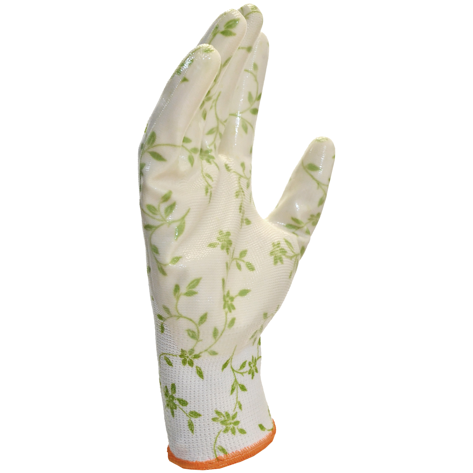 Breathable safety gardening glove with nitrile sipped palms 