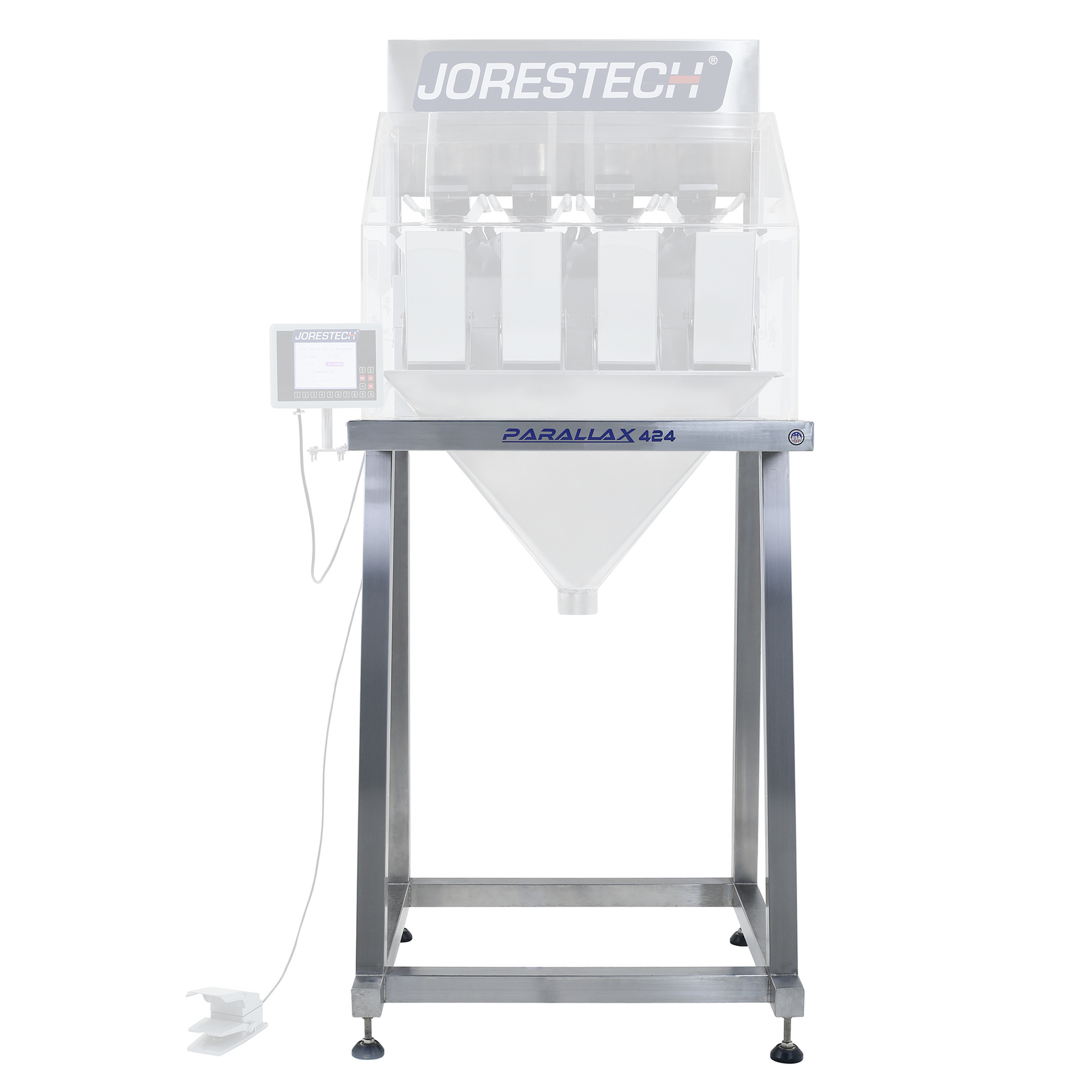 Heavy duty stainless steel stand for the JORES TECHNOLOGIES® 4 head linear weigher
