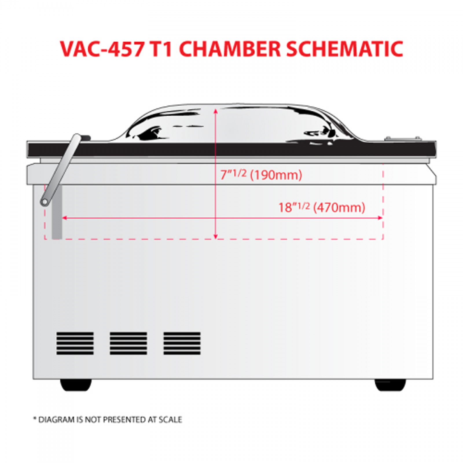 Schematic with measurements of the vacuum sealer's inner chamber