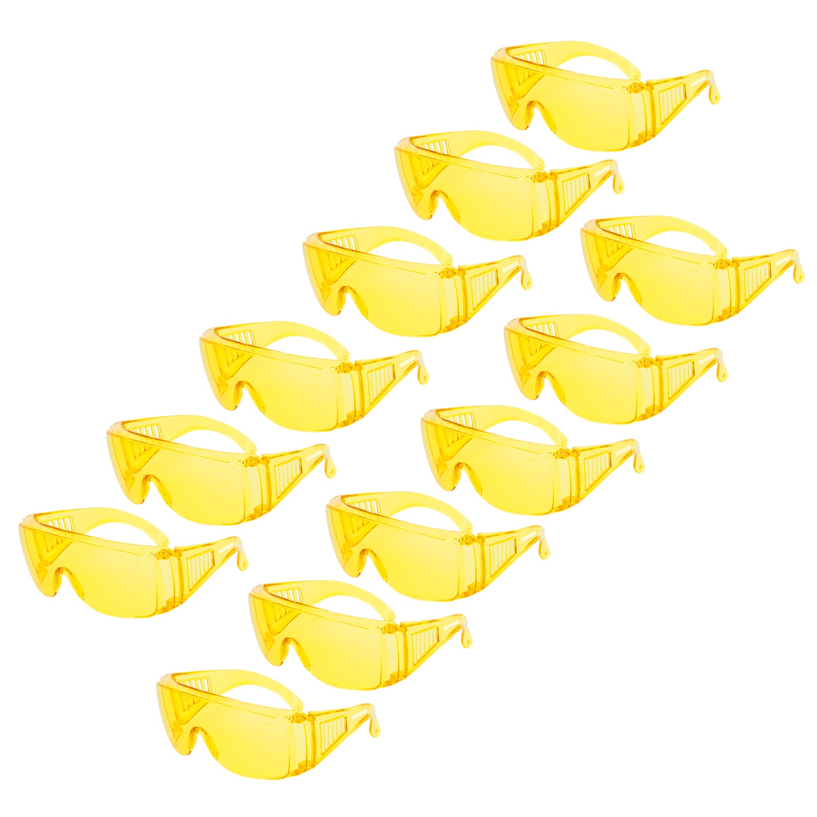 pack of 12 yellow Jorestech safety over glasses for high impact protection 