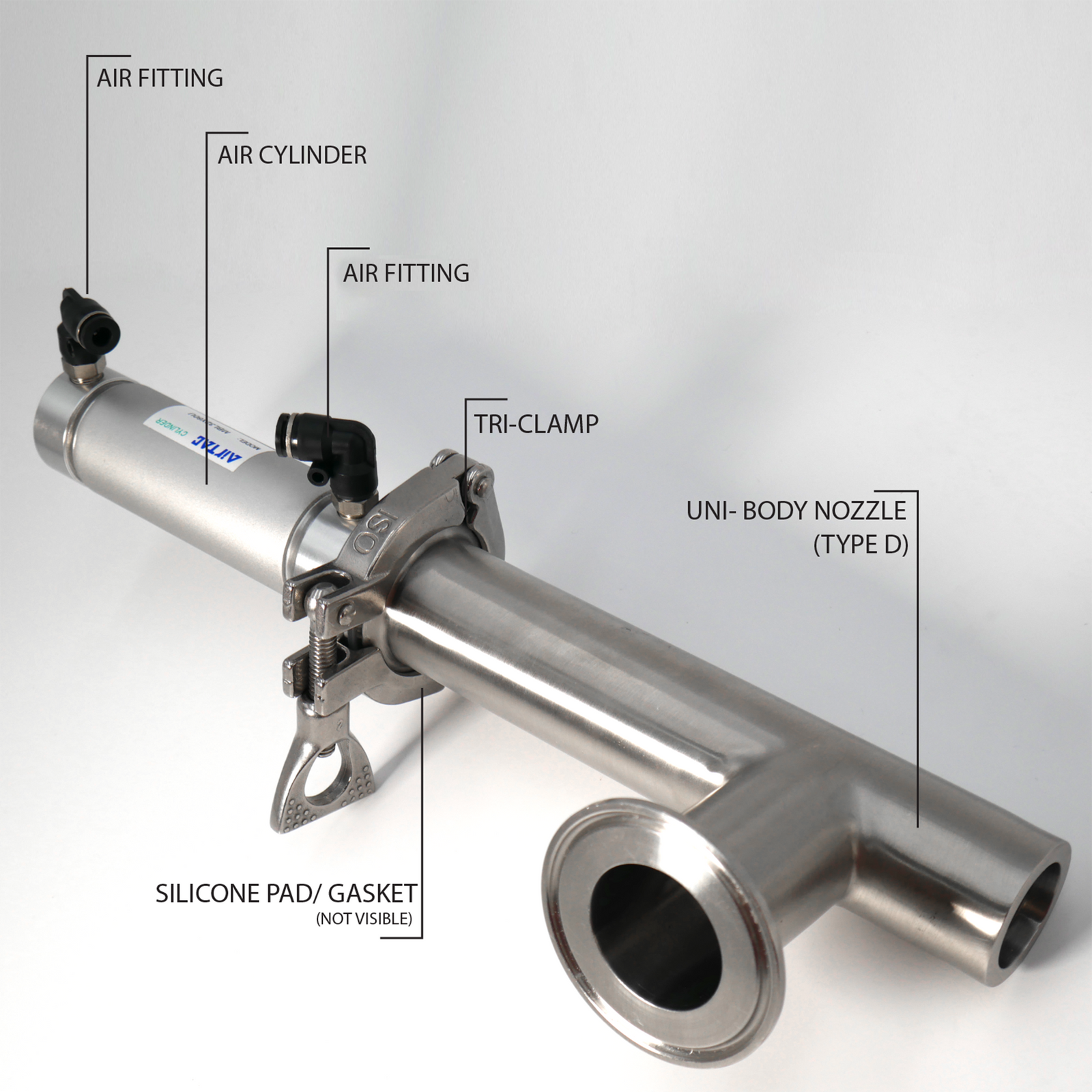 37.7mm unibody dispensing nozzle assembly