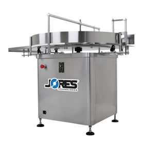Stainless steel 39 inch JORES TECHNOLOGIES® rotary accumulation table and bottle unscrambler