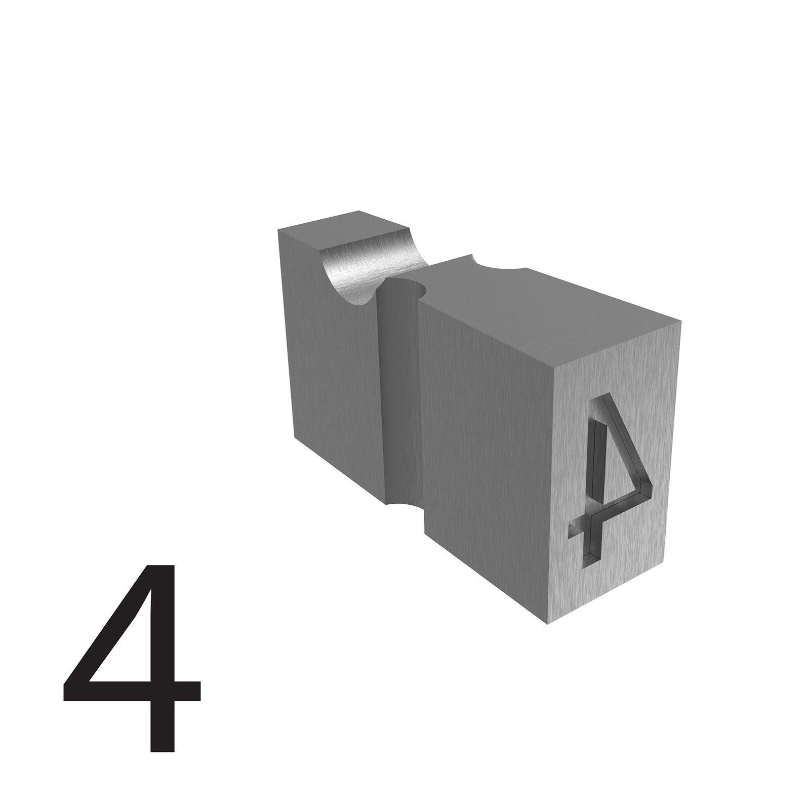 Type of 4.9mm number 4 type used for embossed printing 