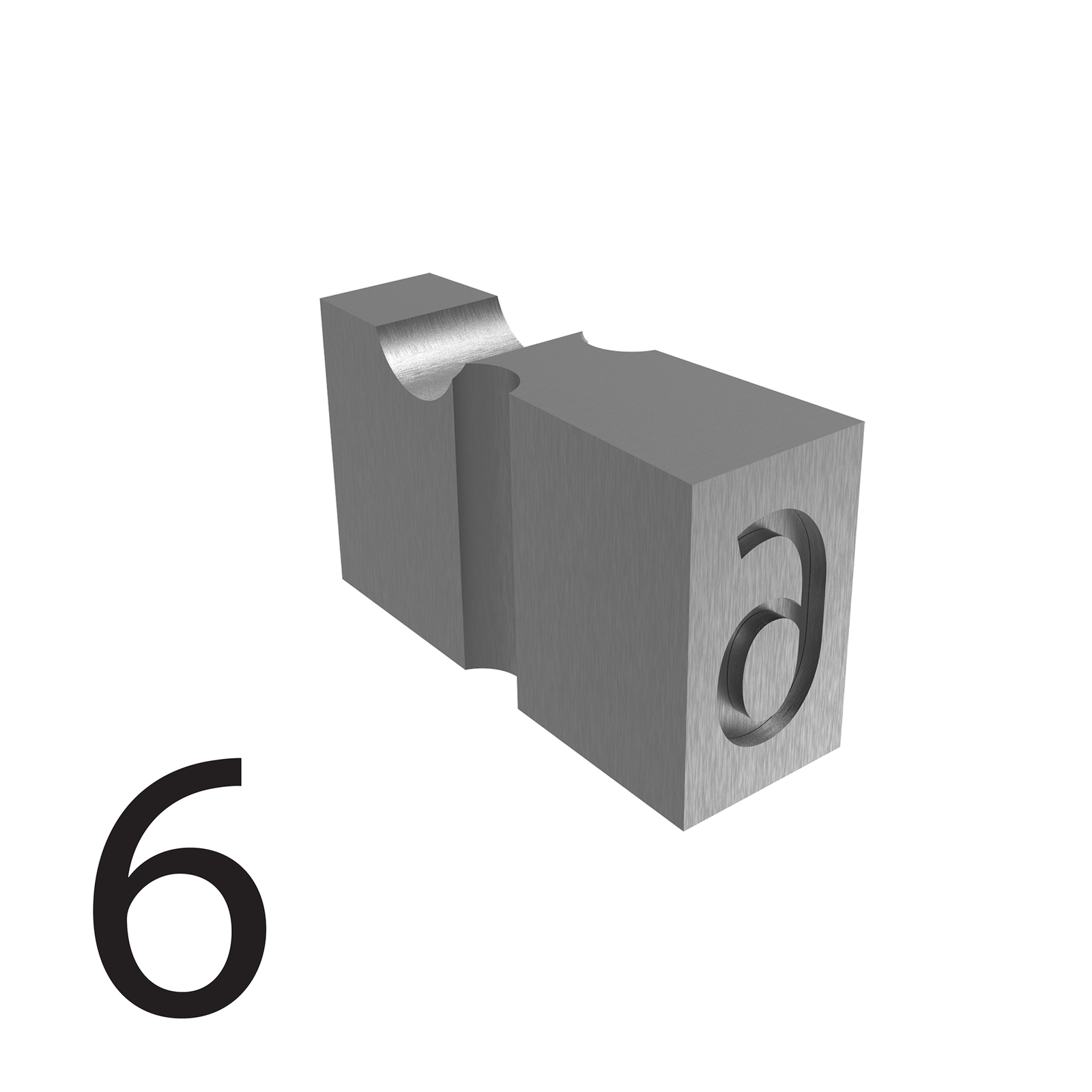 number 6 type used for embossed printing 