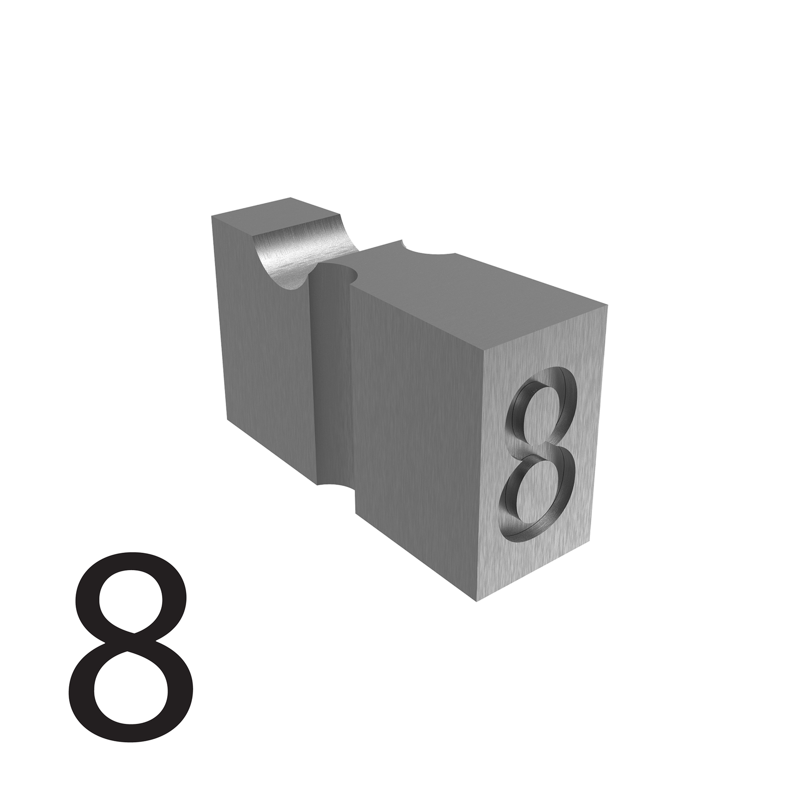 number 8 type used for embossed printing