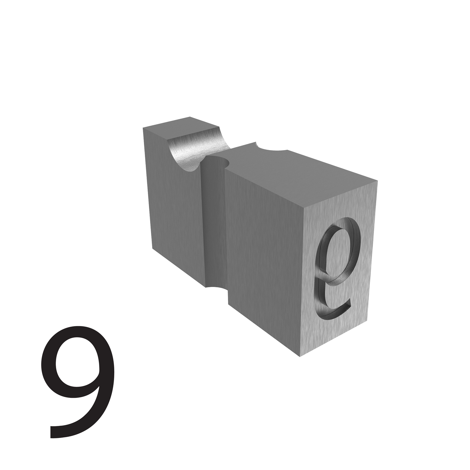 number 9 type used for embossed printing