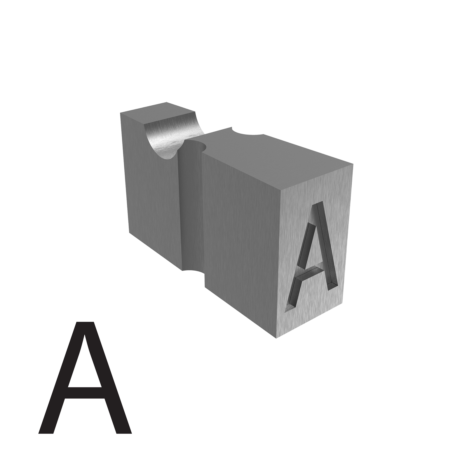  4.9 mm letter A type used for embossed printing 