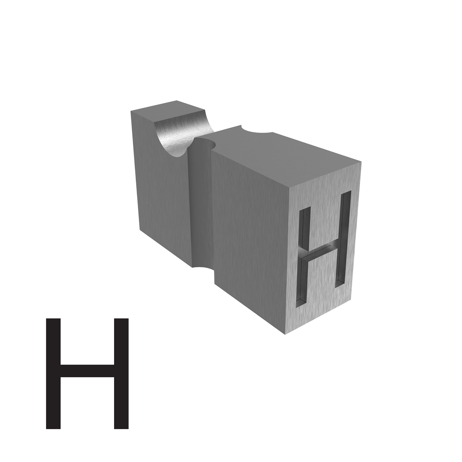 the letter H type used for embossed printing
