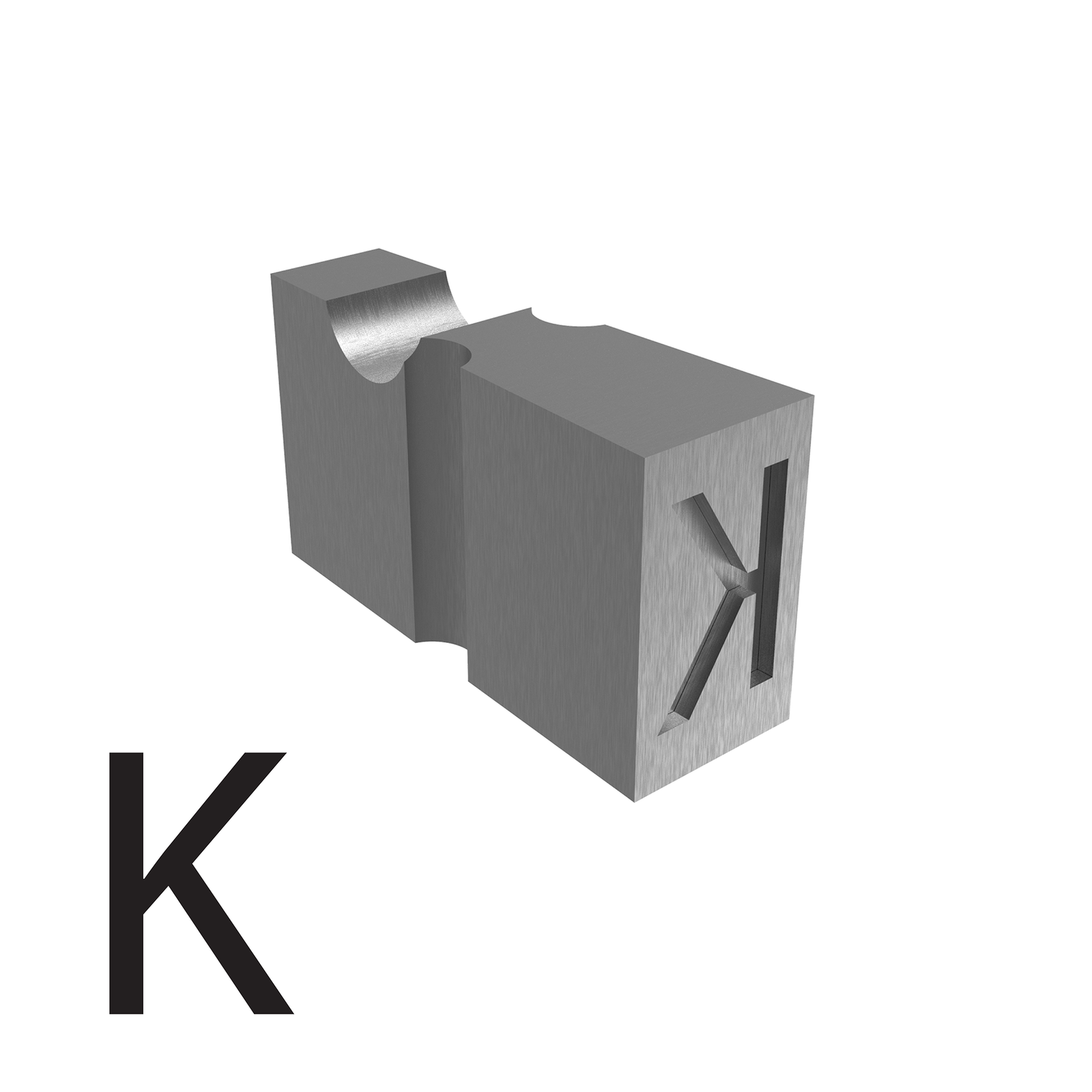 letter K type used for embossed printing
