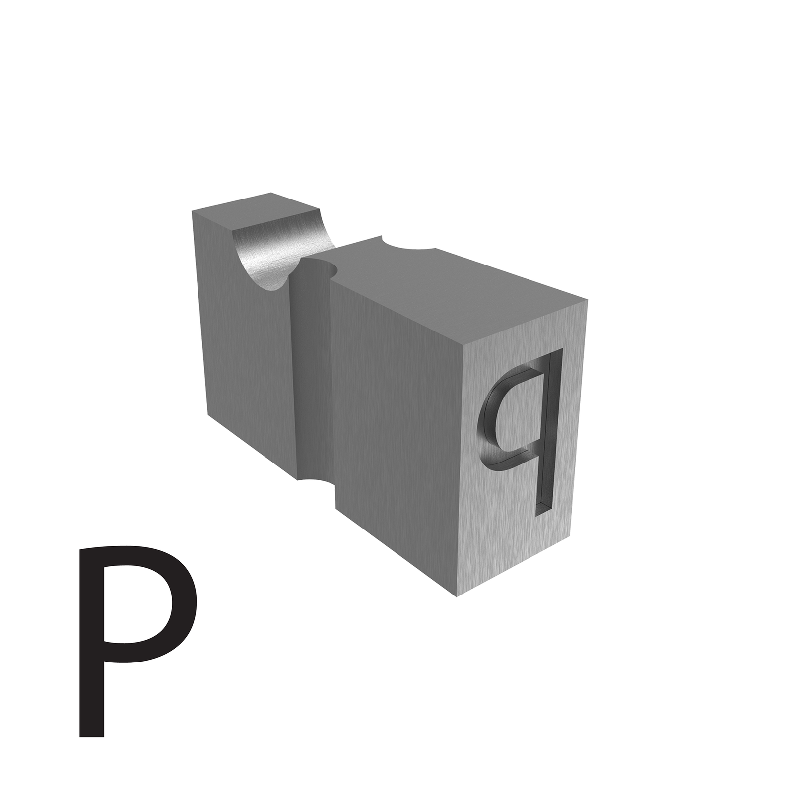 the letter P type used for embossed printing 