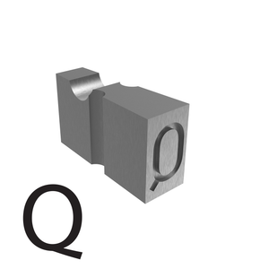 letter Q type used for embossed printing 