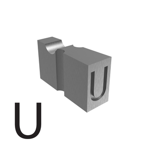 letter U type used for embossed printing