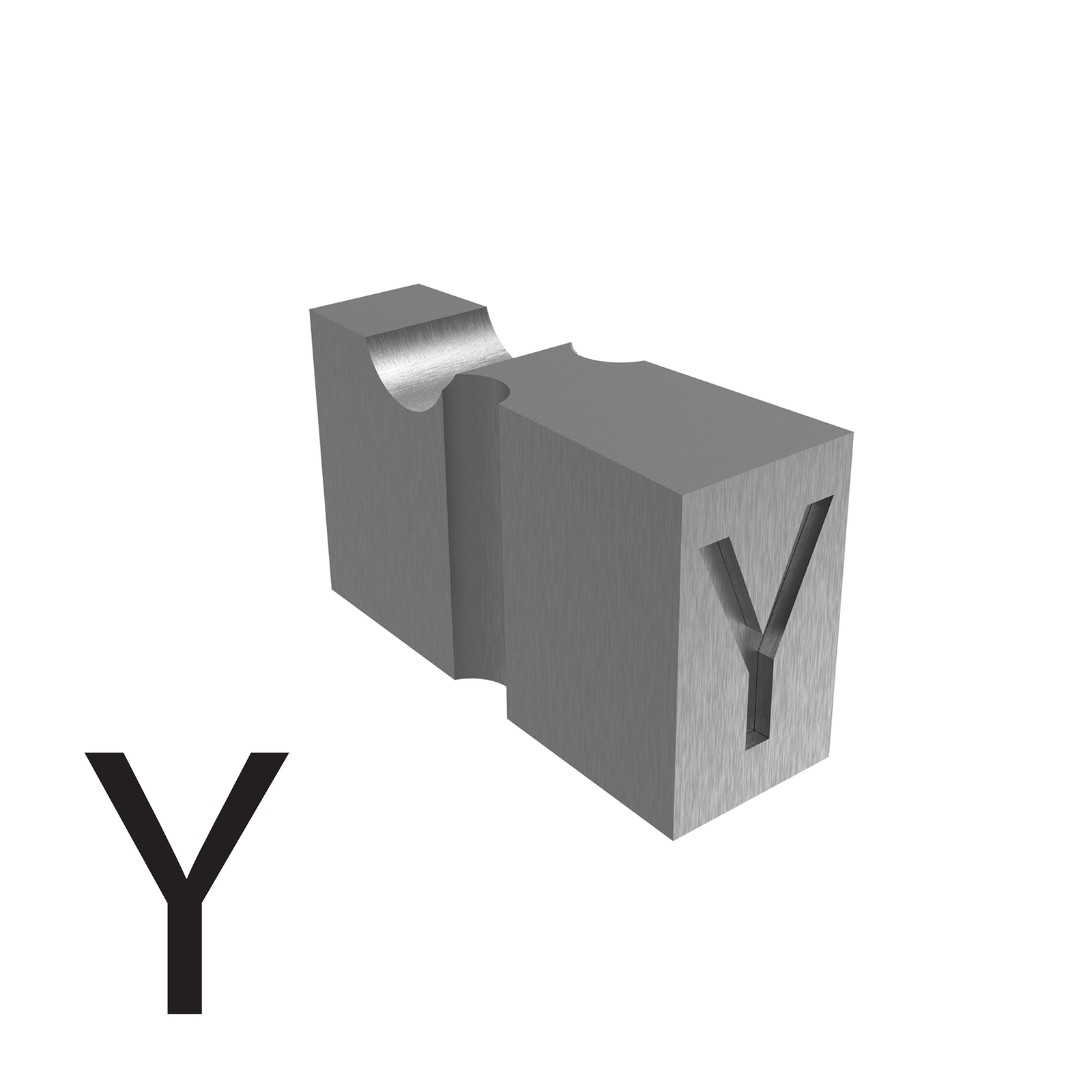 letter Y type used for embossed printing 