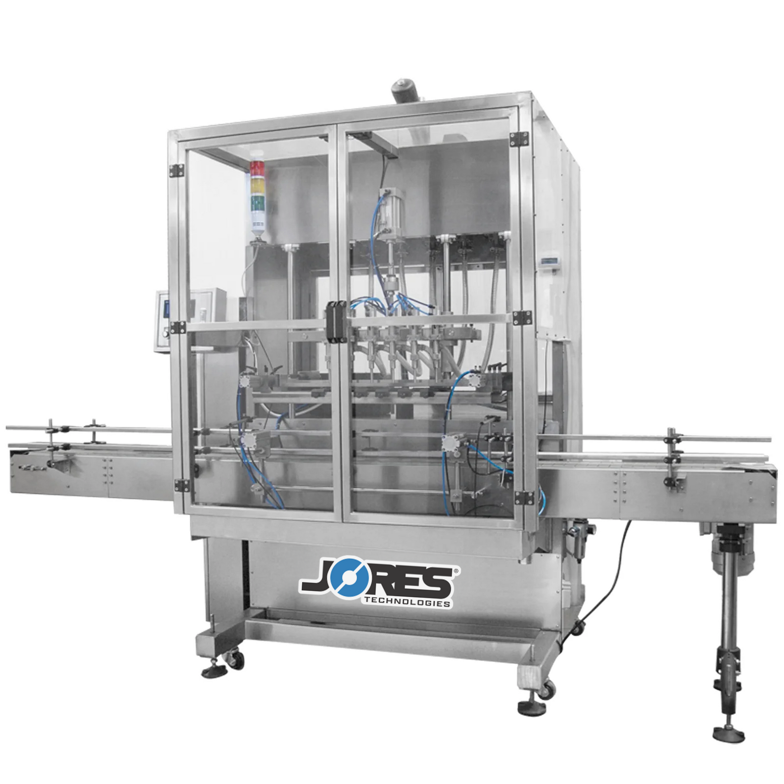 6 Head Inline Gravity Filling System with Conveyor - 1000 ml 6 Head Inline Gravity Filling System with Conveyor - 1000 ml