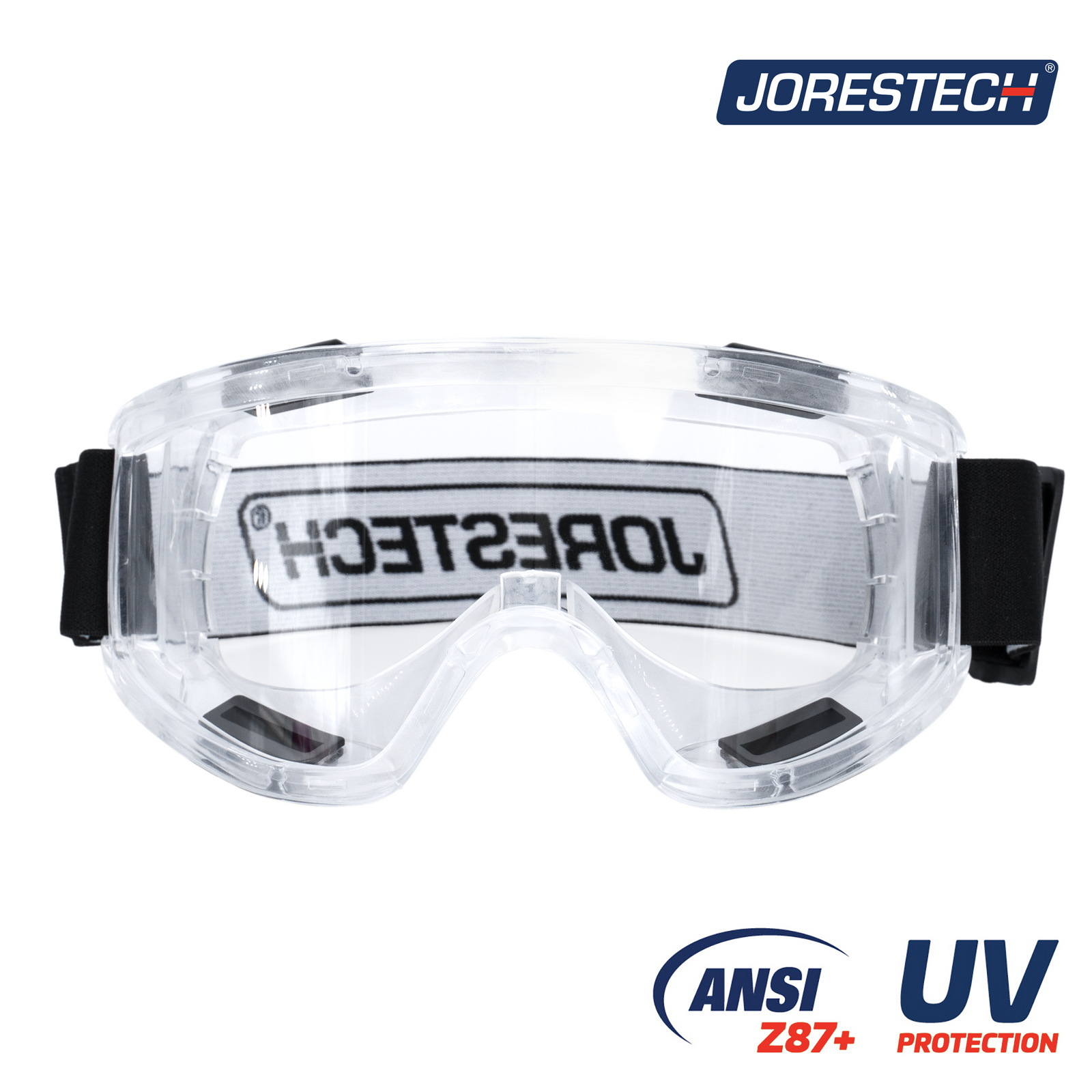 Anti-fog safety goggles Text reads: ANSI Z87+ and UV Protection