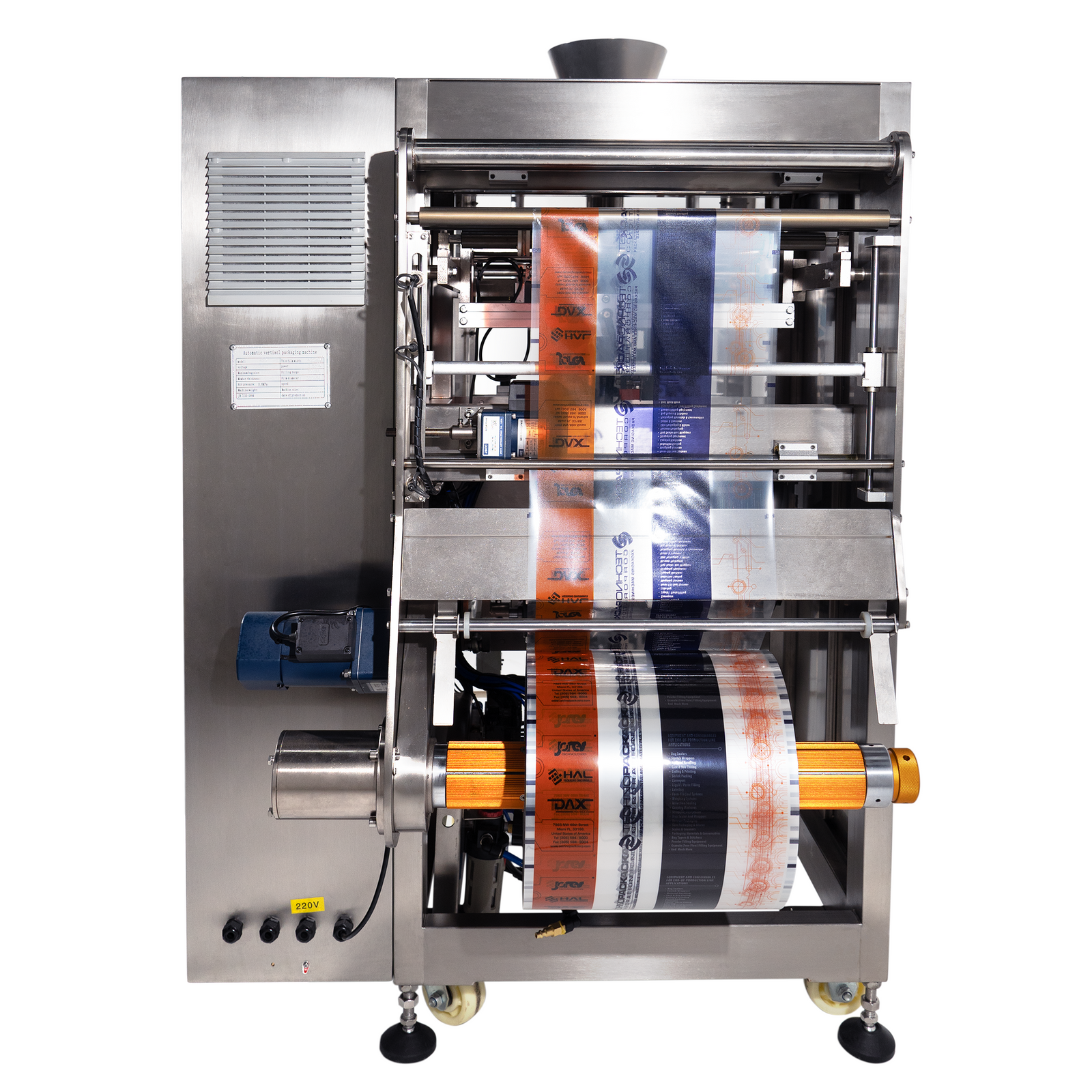 Automatic vertical pillow bag forming, filling and sealing machine for packaging