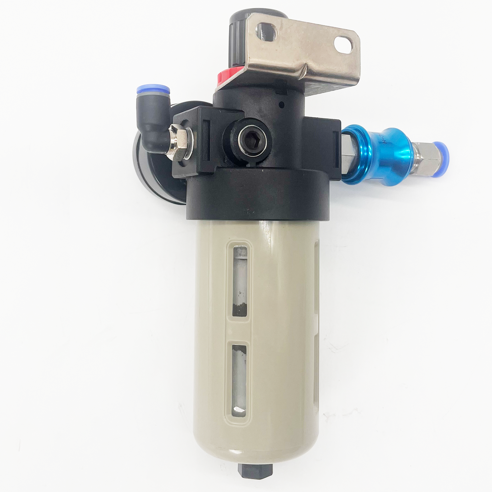 Air Filter Regulator BFR-2000 with Pressure Gauge for E-CAP-STAND - Rear View