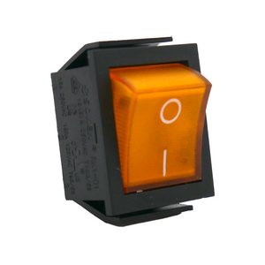  Rocker Switch in Amber color used in various industrial and packaging machines.
