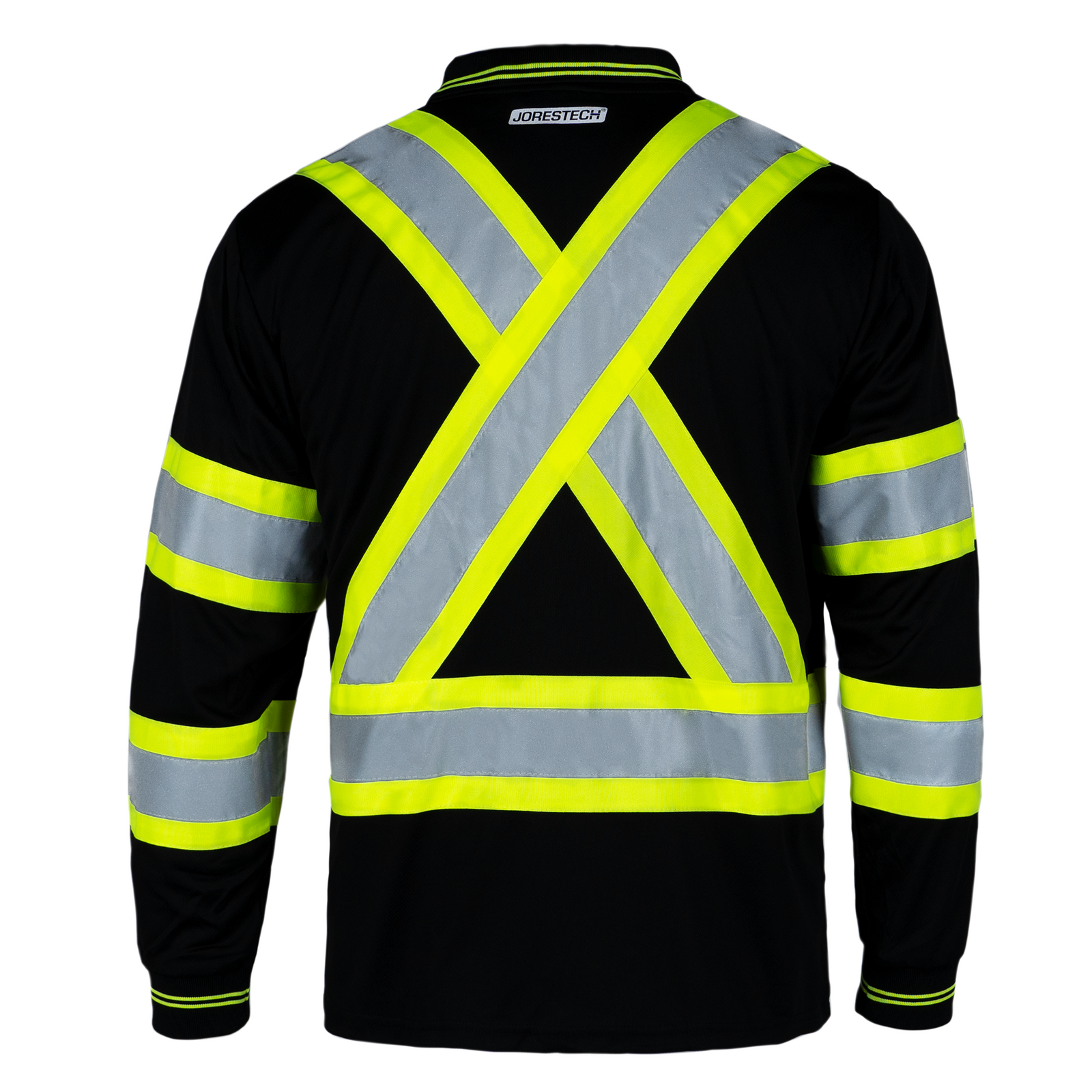 Hi-Vis X-Back Reflective Two-Tone Safety Long Sleeve Polo Shirt