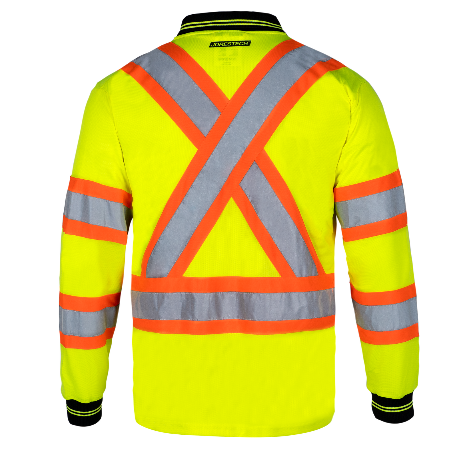 Hi-Vis X-Back Reflective Two-Tone Safety Long Sleeve Polo Shirt