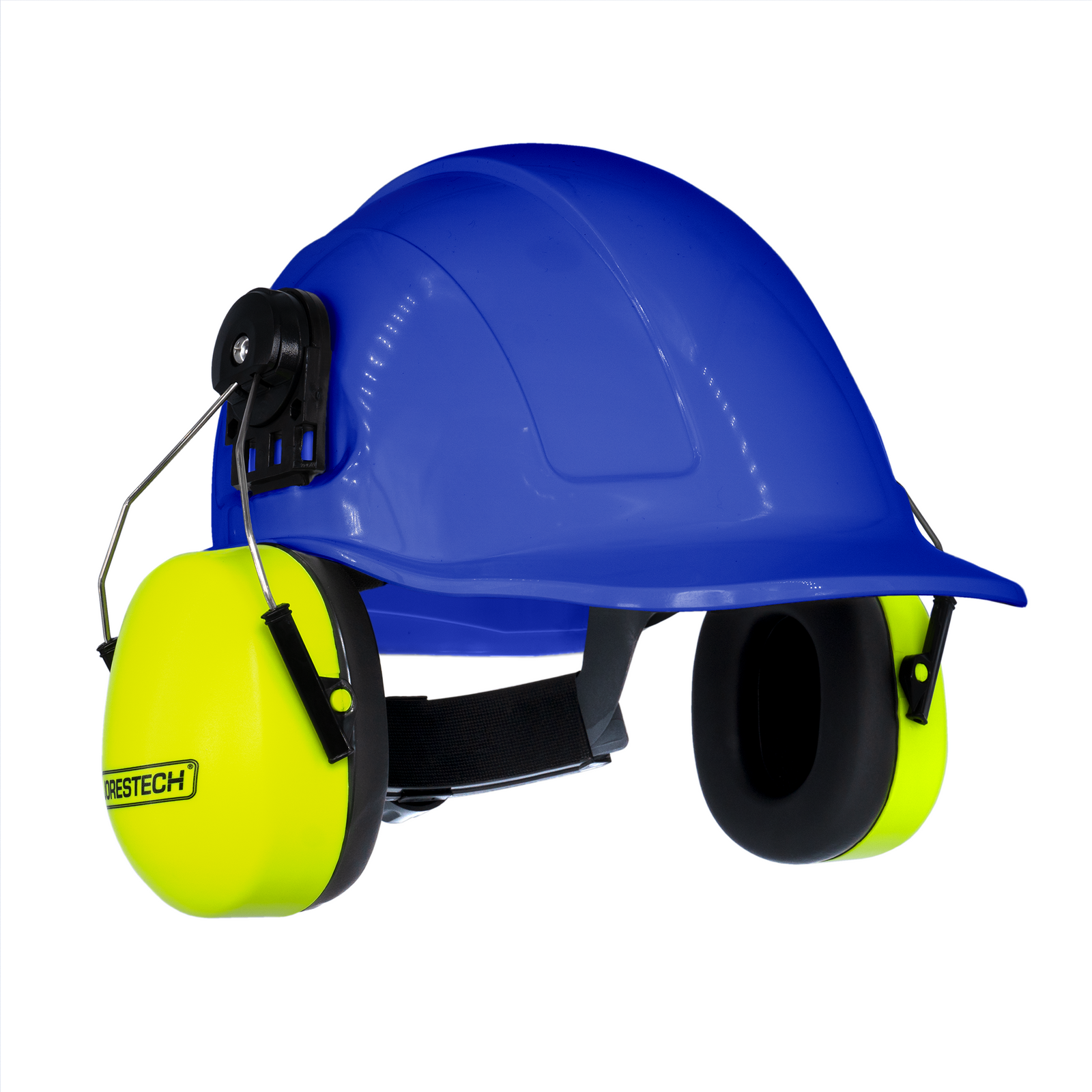 Cap-Style Blue Hard Hat Kit with Lime Mountable Earmuffs